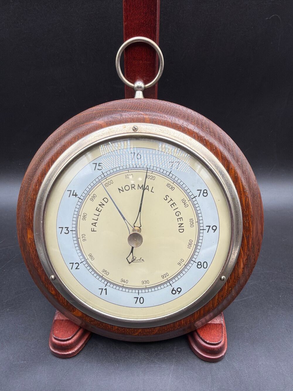 Vintage Scholz Aneroid Barometer W Koch Optik Zurich Switzerland Wood 6” German